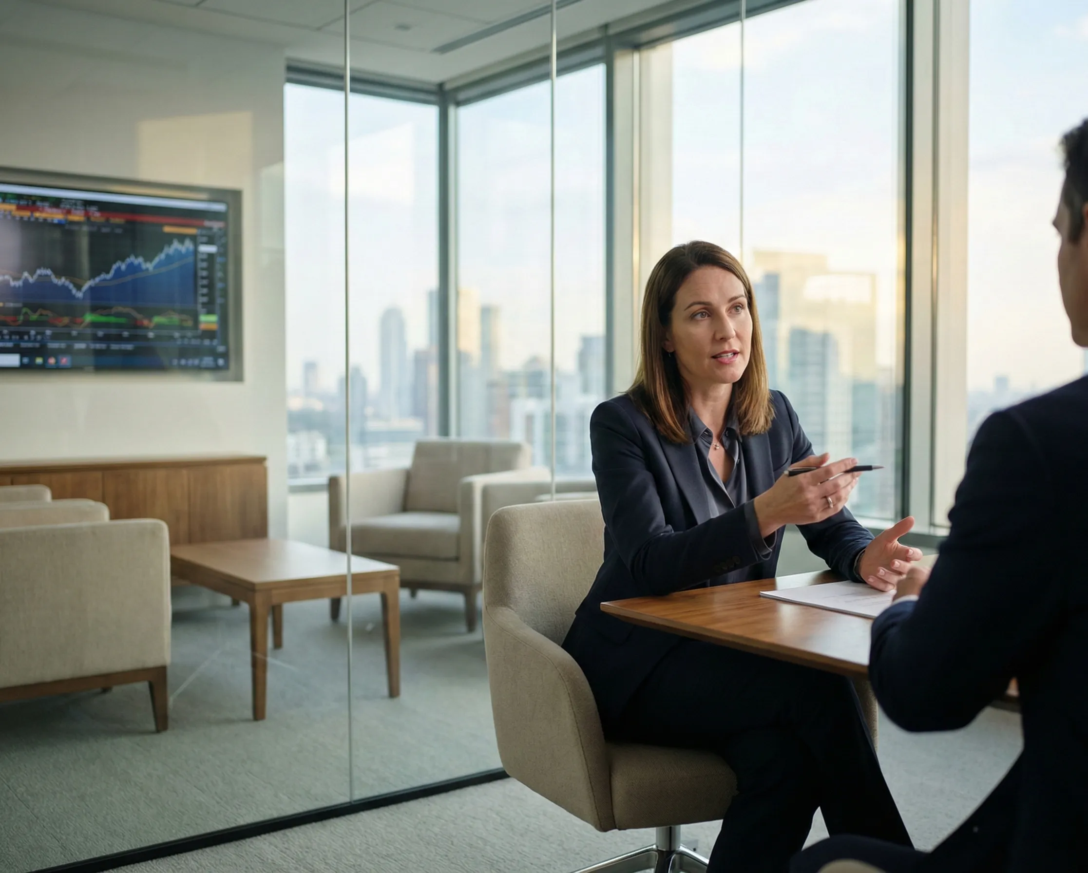 Ejecutivo financiero en oficina moderna