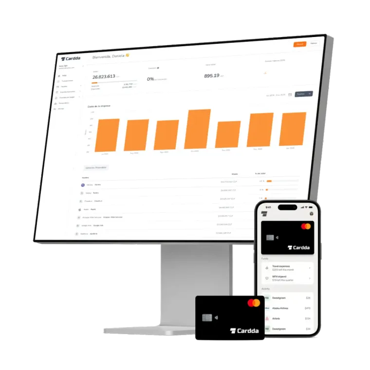 Cardda - Dashboard de gastos en desktop y móvil